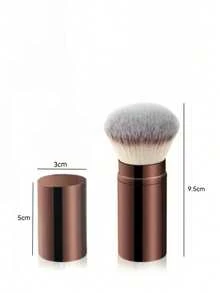 Retractable Face Foundation Brush With Cover, Full Aluminum Tube Foundation Brush, Blush Brush, Powder Brush, Multi-Functional Makeup Brush - Chocolate Brown - View 4