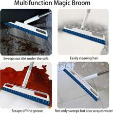 Multifunction Magic Air Broom, Silicone Broom With 56" Long Handle, 4 In 1 Rubber Squeegee Sweeper For Floor Bathroom Kitchen Shower Tile Pet Hair Fur Marble Glass Water Window Foam Cleaning (Blue) - ColorA - 查看 3
