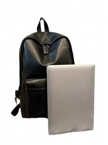 男士休闲背包，大容量大学生笔记本电脑包，旅行背包 - 黑色 - 查看 3