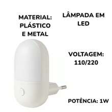 Mini Abajur De Tomada Luminária Led Quarto Sala Criança Bebê Bivolt Luz Noturna - Entrada do Brasil (127V) - Visão 3