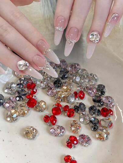 10pcs High Quality Shiny Square Rhinestones, Nail Art Decorations, Alloy Pave Diamonds, Nail Jewelry For DIY Manicure, Korean Nail Art Accessories