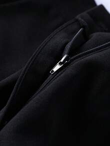 Elegant Casual Commute Minimalist Daily Office Straight Leg Business Trousers Black - Black - View 9