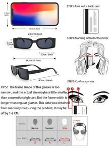 1pc Square Fashionable Y2K Style Colorful Women Sunglasses, Daily Wear & Accessory - 1pc 黑框灰片21015 - 查看 4