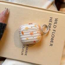 Ốp tai nghe họa tiết lá phong sọc tối giản + vòng tròn, tương thích với Apple Pro3/Pro2/AirPods4/AirPods3/AirPods2, ốp tai nghe thời trang dành cho nữ, ốp tai nghe tối giản, ốp tai nghe Apple, vỏ bảo vệ tai nghe Apple - Màu be - Xem 5