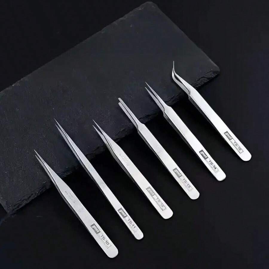 6pcs Precision Tweezers Set, Suitable For DIY, Succulent Plant Care, Scrapbooking, Repair Tool Kit, Includes Straight And Angled Tweezers, Applicable For Gardening, Household, Various Sizes, Professional/Sensitive Equipment Operation Tool Kit - Multicolor - View 1