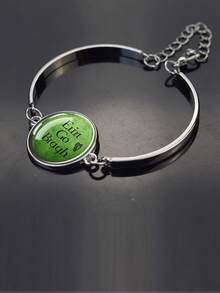 1pc Elegant Lucky Bracelet, Embedded With Four-Leaf Clover Glass Dome Design, Fashionable And Generous, Suitable For Men And Women, An Excellent Gift And Ideal Birthday Present - Silver - View 24