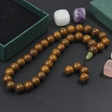Vòng tay Mala thủ công 33 chiếc, 10mm, đá thạch anh tím và gỗ đàn hương, món quà hoàn hảo, kèm hộp quà trang nhã. - màu nâu - Xem 6