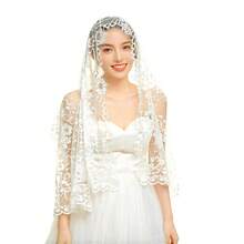 2026 Hot 1 Lace Mandira |   Tulle Floral Headscarf And Wedding, Ruffled Scarf |   Charming, Simple, Midnight Dining Style, Delicate Drape, 18-Inch Soft Tulle, Luxurious Mesh, Prayer And Wedding Wear - màu đen - Xem 4