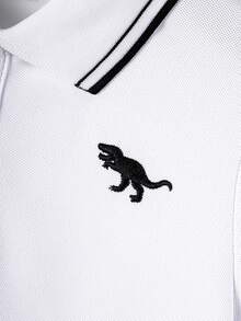 Boys' Contrast Trim Short Sleeve Polo Shirt - White - View 4