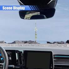 Spring Fresh Car Rear View Mirror Charm Cute Four-Leaf Clover Automotive Mirror Pendant Wind Chime Auto Hanging Ornament Creative Vehicle Decoration Accessories For Women Girl Green - Green - View 5