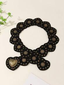 1pc Women's Vintage Western Metal Patchwork Heart-Shaped Belt, Y2K Retro Unique Vintage Feel Leather Belt With Butterfly Chain Pendant - Black - View 14