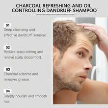 EAST MOON Men's Anti-Dandruff Shampoo For Oily Hair | Oil Control, Volumizing & Refreshing Scalp | Non-Greasy Lazy Daily Care | Stops Greasy, Long-Lasting Cleanliness | 3 Variants (Charcoal, Mint, Oak Charcoal) | Fluffy Shiny Hair For Post-Workout & Everyday Use - Charcoal Refreshing - View 4