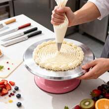 Base Giratoria para Pasteles de Aluminio de Grado Alimenticio de 12 Pulgadas, Plato Giratorio Suave y Silencioso para Repostería con Base Antideslizante, Herramienta Profesional para Decoración de Pasteles para Uso Doméstico y Comercial - Ver 4