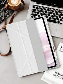 1个透明亚克力Y型折叠白色扁平保护壳，兼容iPad Mini 6/Mini 7/10.2/10.5/Air 4/Air 5/10.9/Pro 11/第十代/12.9/Air 11英寸(M2)-2024/Air 13英寸(M2)-2024/Pro 11英寸(M4)-2024/Pro 13英寸(M4)-2024/Air 13(M3 2025)/Air 11英寸(M3) 2025/(A16) 11英寸第十一代2025，多折叠可调节支架，内置笔槽，高透明亚克力后盖，防摔，支持睡眠/唤醒功能，简约/经典/休闲风格保护壳，产品不含笔，部分型号配有镜头框 - 白色 - 查看 5