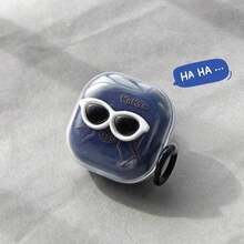 Estuche para auriculares con expresión de gafas de sol, carcasa suave y transparente anti-caída, compatible con auriculares inalámbricos Bluetooth de Apple, estuche protector con expresión divertida de pareja y anillo colgante - Múltiples estilos - Ver 6