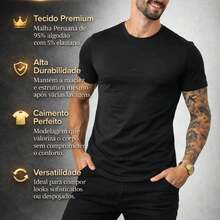 Men's Basic T-Shirt, Plain Cotton, Premium Peruvian Knit - Black - View 9