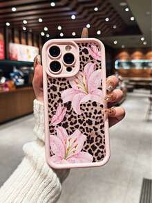 1pc Chic Butterfly Flower Leopard Print Pattern New Gradient Spray Oil Skin-Friendly Full Coverage Shockproof Fashionable Phone Case Suitable For IPhone11 12 13 14 15 16 17 Pro Max/Plus/7/8/XR/XS - Multicolor - View 3