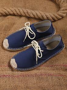 男士系带透气吸湿防滑编织渔夫鞋 - 藍色 - 查看 4