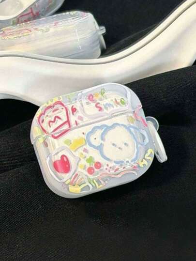 1个彩色线条画小狗TPU蓝牙耳机保护套，兼容苹果1/2/3/4代、Pro 2无线耳机保护套