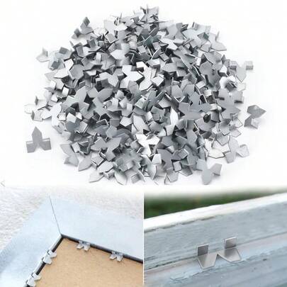 100 piezas Puntas de vidriero, puntas de empuje para enmarcado de cuadros, suministros de enmarcado de cuadros con acabado de zinc, para instalación de vidrio, acristalamiento de ventanas y punto de cruz