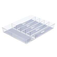 Glad Organizador de cajones de cubiertos y utensilios bandeja de almacenamiento de plástico transparente dividida con 6 compartimentos para cubiertos y cubiertos de cocina sin BPA apto para - Transparente - Ver 4