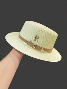 1pc Bohemian Style Women's Fashionable Cute Straw Hat, With Leather Buckle, Suitable For Beach Vacation, Daily Wear And Sun Protection, Cowboy Hat, Valentine's Day Gift, Women's Hat, Beach Hat - 棕色 - 查看 10