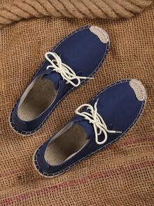 男士系带透气吸湿防滑编织渔夫鞋 - 藍色 - 查看 10