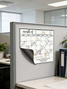 2pcs Magnetic Fridge Calendar Whiteboard - Magnetic Dry-Erase Monthly Planner With Magnetic Board, Calendar Grid & Notes Section, Office - Magnetic Strip Compatible - A - View 3