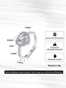 ORSA JEWELS 1 Pezzo Anello in Argento Sterling 925 Solido Colore D Moissanite Taglio a Cuore VVS Gioiello Romantico per Donne, Uomini Matrimonio Festa Banchetto Regalo Coppie Abbinati - MO14 - Visualizzare 6