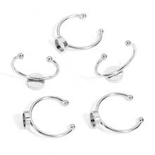 5个/包 不锈钢开口可调节戒指底座 4-12mm，防锈金属戒指托，适用于宝石、圆形珠宝DIY配件 - 開口戒托 - 查看 19