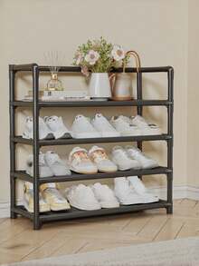 1 Stück Mehrfarbiges Großraum Minimalistisches Schuhgestell - Dickes Stahlrohr Mehrstufiges Schuhgestell, Schwarz/Weiß Minimalistisches Mehrstufiges Schuhgestell, Haushalts-Eingangsbereich Schuhschrank für den täglichen Gebrauch. Unverzichtbar für Studentenwohnheime und Mietwohnungen. Kann Taschen und Schuhe aufbewahren. Unverzichtbar für die tägliche Organisation und saisonale Aufbewahrung. - Schwarz - Übersicht 7