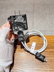 Personalized Graffiti Charger Protective Case, Anti-Drop Compatible With IPhone 15 Pro Max, 17 Pro Max, 16 Pro Max, 11, 12, 13, 14 Pro Max, Fashionable - Black - View 2