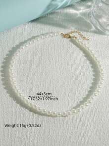 1pc Minimalist Retro French Faux Pearl Necklace, Adjustable Length, Classic Elegant Minimalist Luxury Pearl Necklace, Design Sense, Suitable For Holidays, Thanksgiving, Christmas, Valentine's Day Gifts - White - View 6