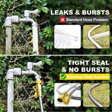 LOVFEN 25-150ft Metal Garden Hose Kit,Stainless Steel Heavy Duty Water Hose ,With 10 Function Nozzles,Flexible No-Kink, Pet-Proof, Puncture-Proof Rust-Proof For Yard, Outdoors - Metal Garden Hose - 查看 2