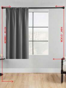 1pc Solid Color Polyester Curtains, Modern And Simple, Darkening And Light Blocking, For Bedroom, Living Room And Balcony, Sunscreen, Heat Insulation, Uv Protection, Suitable For Rod - Dark Grey - View 19