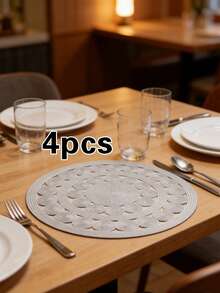 1/4/6pcs Faux Rope PVC Gold Foil Placemats, Hotel Restaurant Decor Heat Insulation Non-Slip Tablemats, Suitable For Wedding Party, Christmas, Valentine's Day, Holiday Celebration, Picnic, Birthday Banquet Table Decoration - Multicolor - View 13