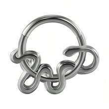 1 pieza Clicker de septum en forma de luna de acero inoxidable, joyería de septum en forma de serpiente/corazón de 16G, pendientes espirales delicados para mujeres - Multicolor - Ver 13