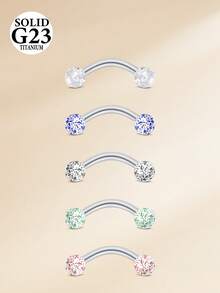 CIZME 5 piezas de 16G Anillos de perforación de ceja de aleación de titanio, pendientes de ceja con bola transparente, barra curva para perforación de hélix y daith, joyería corporal para mujeres y hombres - Multicolor - Ver 12