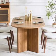 Mesa de comedor de 180 cm para cuatro a seis personas, mesa de cocina ovalada, mesa de comedor redonda moderna de estilo rústico, adecuada para el comedor, la cocina y la sala de estar. - Caqui - Ver 7