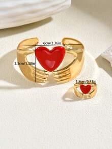 Set de 2 piezas de pulsera y anillo con forma de gota de aceite exagerada de estilo casual y de moda para el verano, adecuado para uso diario y para fiestas de mujeres - traje - Ver 4