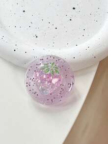 1 pieza Soporte de teléfono de escritorio con agarre de fresa de resina con brillo, soporte de teléfono minimalista y lindo adecuado para todos los teléfonos - Multicolor/No magnético - Ver 8