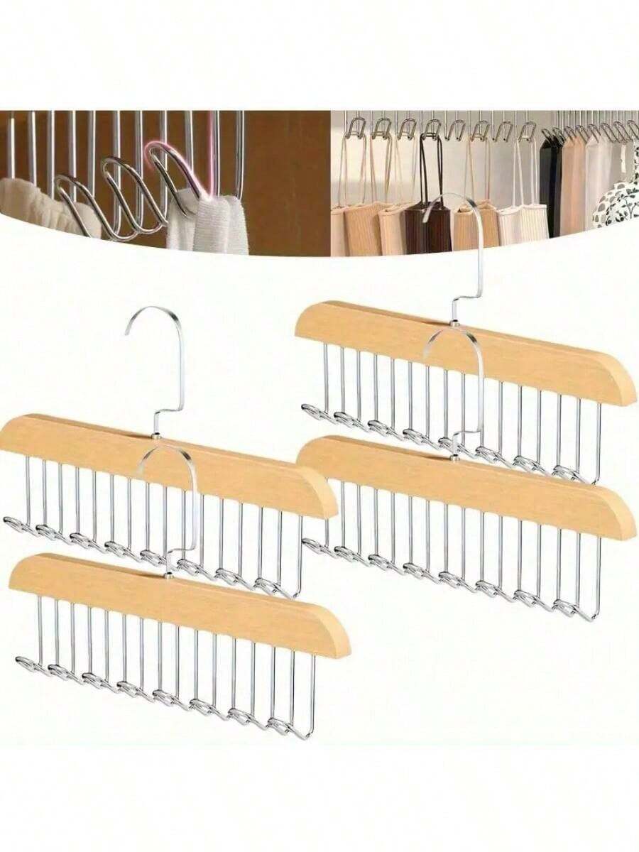 2pcs Wardrobe Bra Hanger, Vest Hanger 3pcs Set, With 8 Hooks, Can Accommodate 24 Bras, Wood Saving Space Hanger, 360 ° Rotating Closet Storage And Camisole, Swimwear, Lace Up Dresses, Storage Space In Dormitories And Apartments