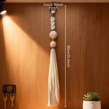 Handmade Woven Ball Tassel Wall Hanging, Vertical Boho Style Wall Art, Bedroom, Living Room, Vacation Home Decor, Holiday Gift, Halloween, Christmas - Blue - View 6