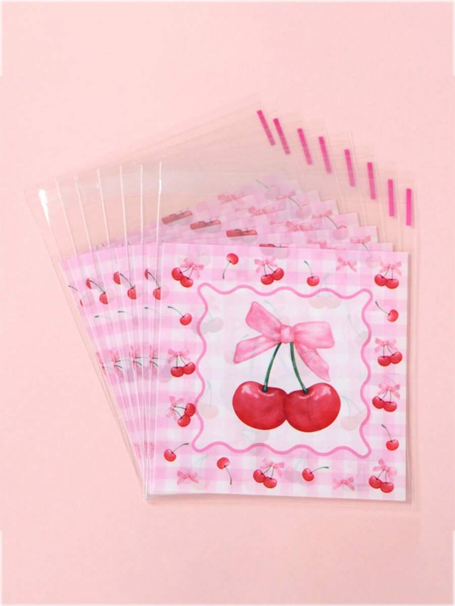 100/50/20/10 chiếc túi quà họa tiết quả anh đào, gói quà sinh nhật bất ngờ. Bao bì quà tặng Ngày của Mẹ tạo nên không khí trang trọng, thích hợp cho tiệc tựu trường, sinh nhật, đám cưới, tiệc cô dâu, tiệc em bé, Halloween, Giáng sinh, quà tặng Lễ Tạ ơn.