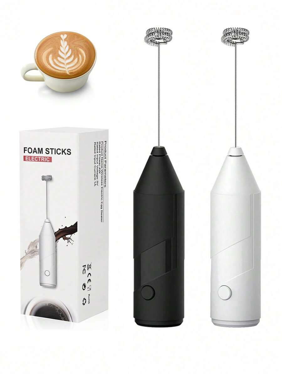 1个手持式电动奶泡器，家用烘焙工具，无线电池供电咖啡奶泡器饮料搅拌器，带不锈钢电动搅拌器，适用于咖啡、拿铁、卡布奇诺、热巧克力、蛋白粉等。 - 彩色 - 查看 1