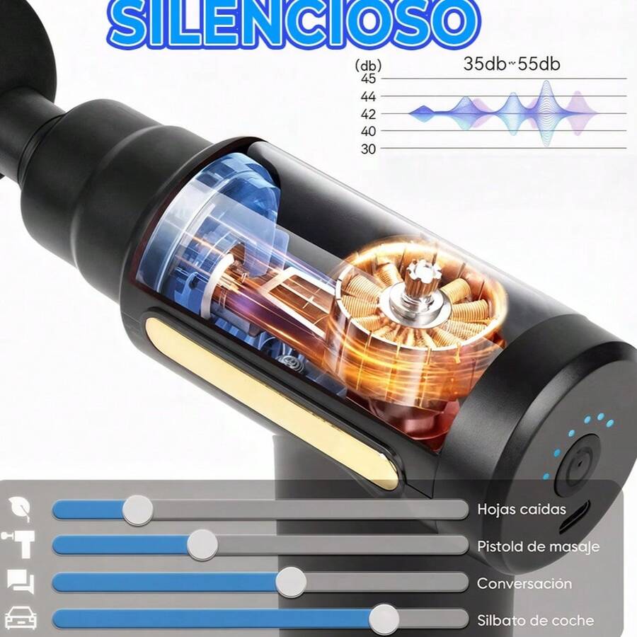 Mini Pistola de Masaje Uplayteck Portátil con 6 Velocidades y 4 Cabezas Intercambiables, Silenciosa, Compacta y Ligera - Ver 1