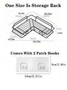 1 kệ đựng đồ nhà tắm, giá để đồ tắm hình tam giác không cần khoan, giá đựng đồ nhà tắm không cần khoan. - trắng - Xem 3