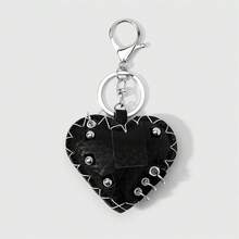 1 chiếc móc khóa hình trái tim rỗng hình tròn, kiểu dáng Gothic ngọt ngào, độc đáo phong cách Y2K, làm thủ công bằng da màu đỏ tía/đen, khâu hai mặt, đính đinh tán, thích hợp làm phụ kiện túi xách cho nữ, bé gái, chị em gái, bạn bè, dùng hàng ngày hoặc làm quà tặng ngày lễ. - Nhiều màu - Xem 13