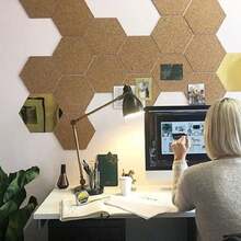 1 Set Self-Adhesive Hexagon Cork Board, Peel And Stick Display Board, Cork Memo Board, Cork Wall For Posting Photos, Notes, Displaying Pictures, Bulletin Board, Home Decor And Office Memo, Back To School - Hexagon - View 8