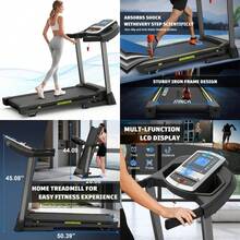 Folding Treadmills For Home/Office-3.5 HP 330lbs Weight Capacity Portable Electric Foldable Treadmill Walking Pad-Running Exercise Walk Machine Heavy Duty Treadmill Fitness Workout Jogging Green - Default Title - 查看 2